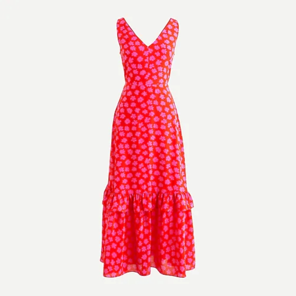 NWT J. Crew V-neck midi dress in printed silk